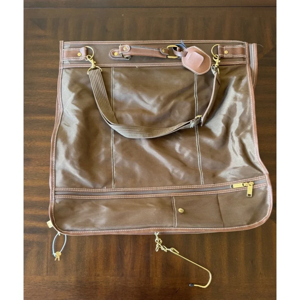 Vintage Executive Travelers Garment Bag‎ Tan Faux Leather Suit Bag (008)